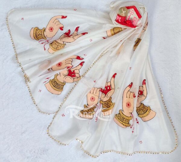 Hand Painted Odissi Mudra Dupatta