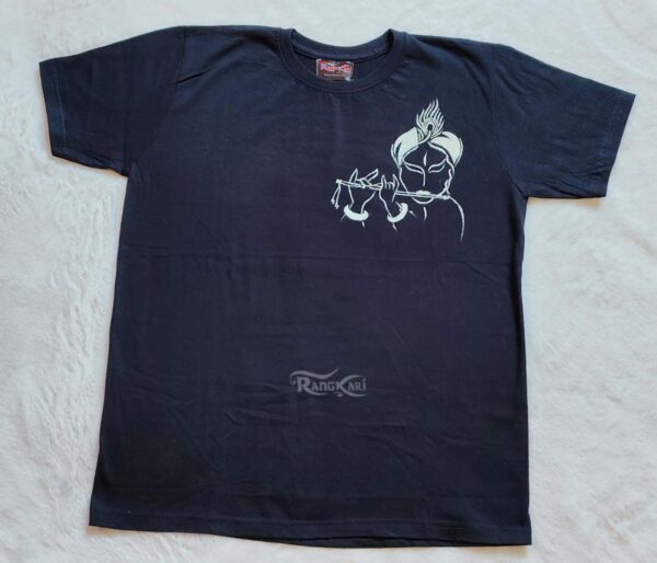 hand painted krishna theme navy blue