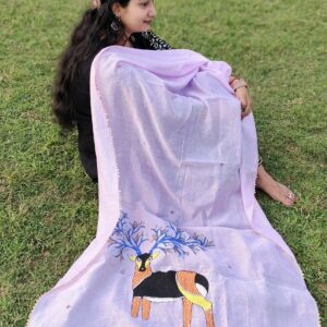 "GOND HARINI"  Hand-painted Dupatta