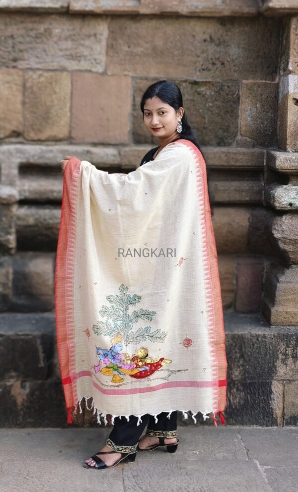 "KRISHNA RASLEELA" Hand Painted Dupatta