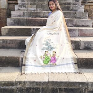 "GOPIYAN RAAS" Hand Painted Dupatta