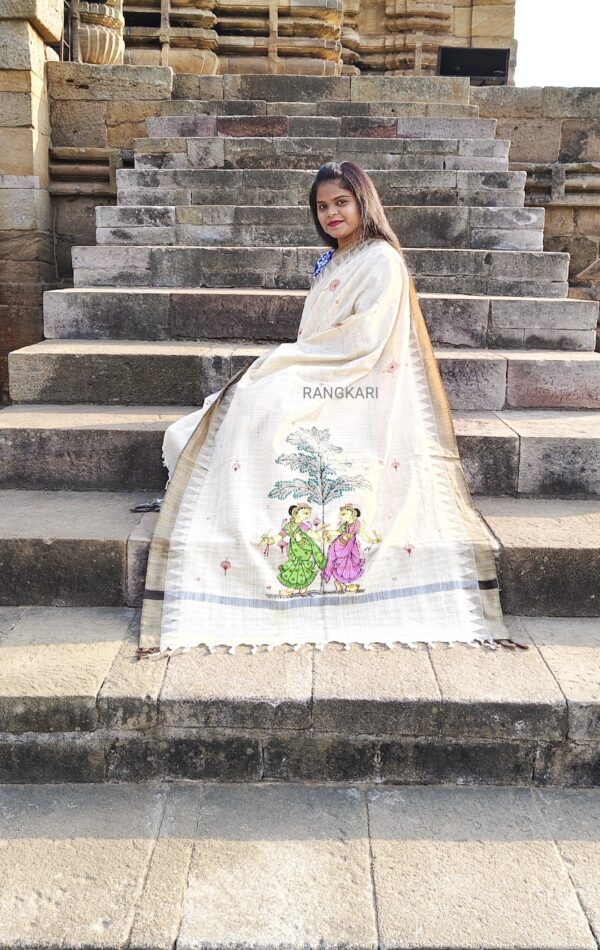 "GOPIYAN RAAS" Hand Painted Dupatta