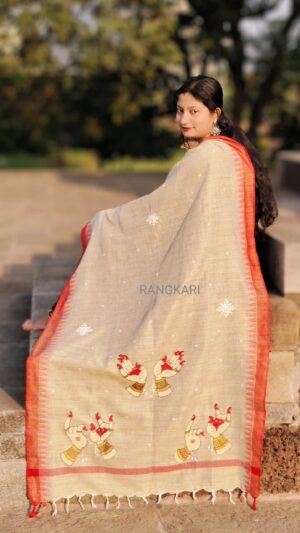 NRITYA MUDRA Hand Painted  Dupatta - Odishi Mudra Design