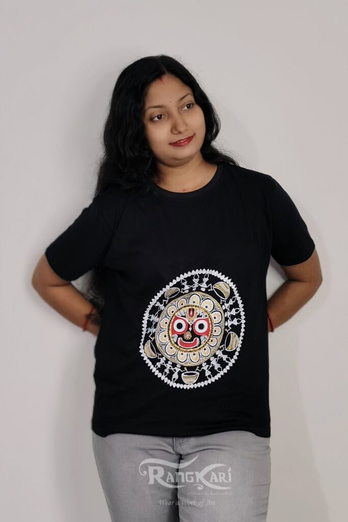 hand painted saura jagannath face t-shirt