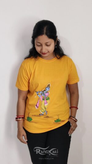 hand painted pattachitra krishna t-shirt