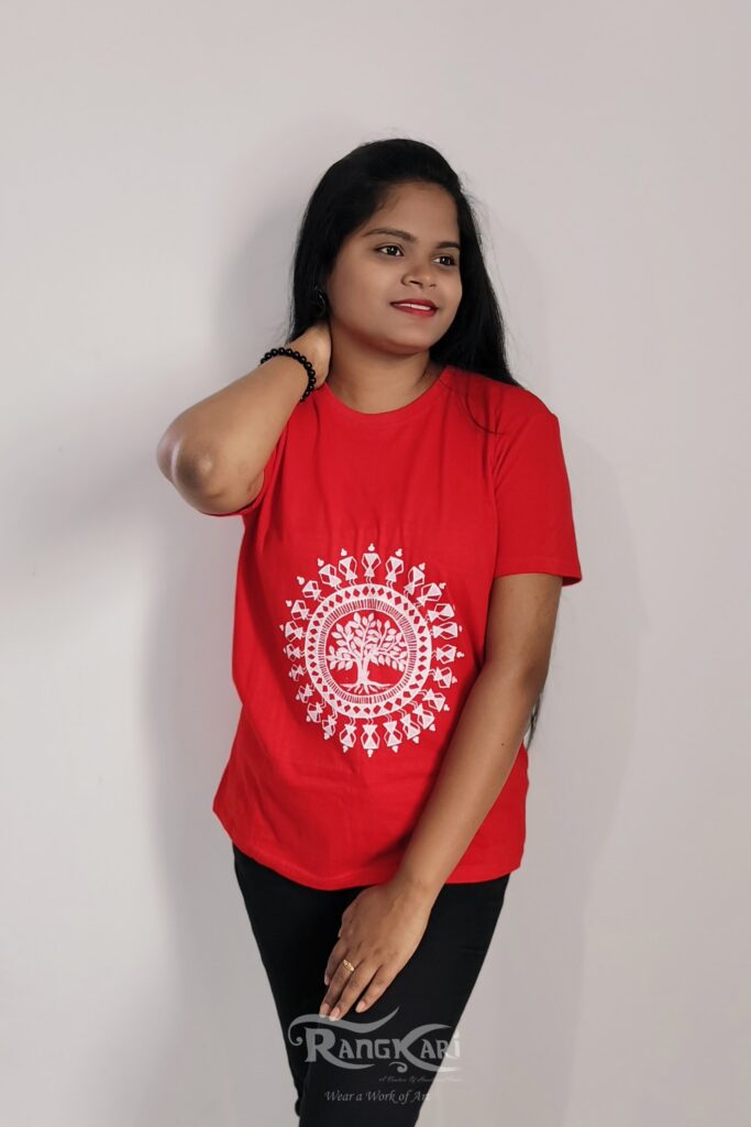 hand painted saura tree theme t-shirt