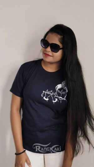 hand painted pattachitra krishna theme t-shirt