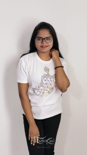 hand painted radha krishna theme t-shirt