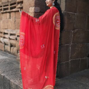 hand painted saura painting dupatta