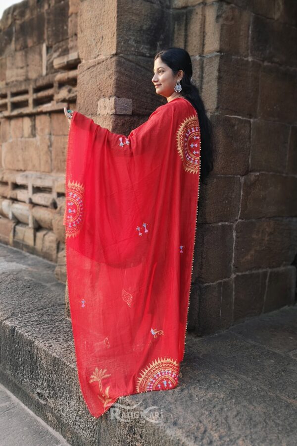 hand painted saura painting dupatta