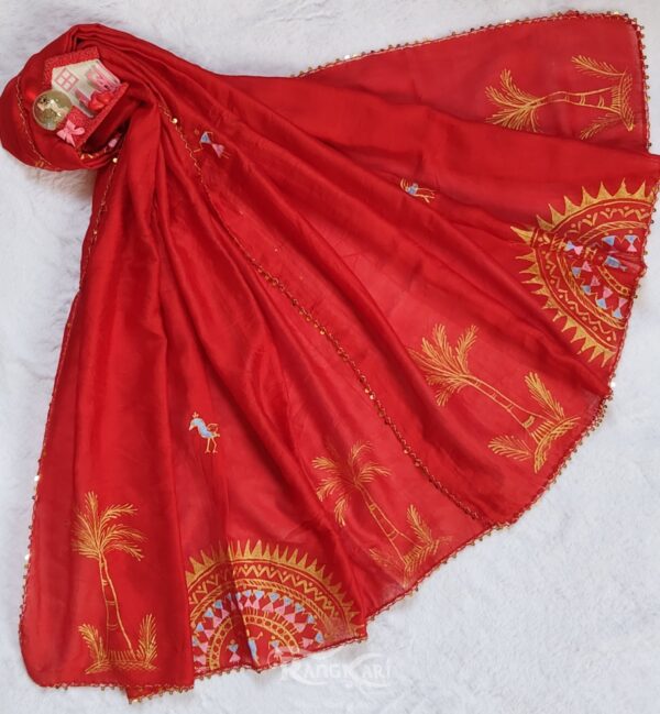 hand painted saura painting dupatta
