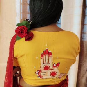 hand painted odissi mudra blouse