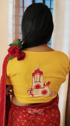 hand painted odissi mudra blouse