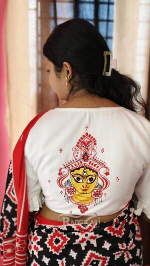 hand painted Durga face blouse