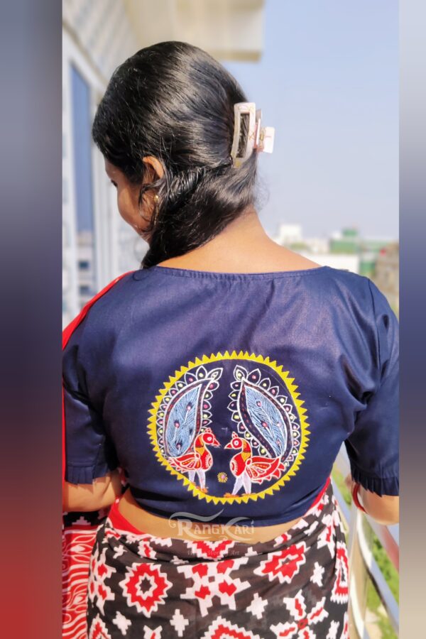 hand painted Peacock Chandua Design blouse