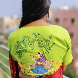 hand painted pattachitra radha theme blouse