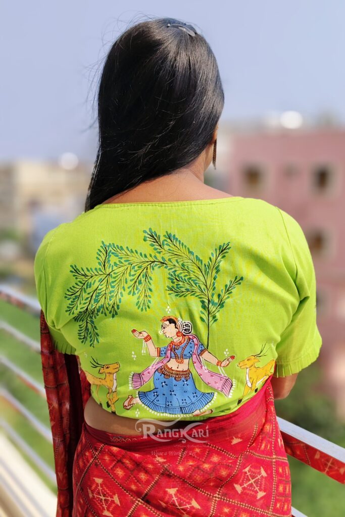 hand painted pattachitra radha theme blouse