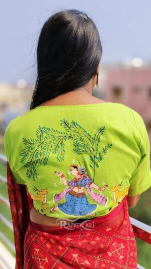 hand painted pattachitra radha theme blouse