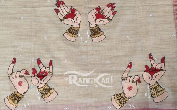 hand painted odissi mudra dupatta