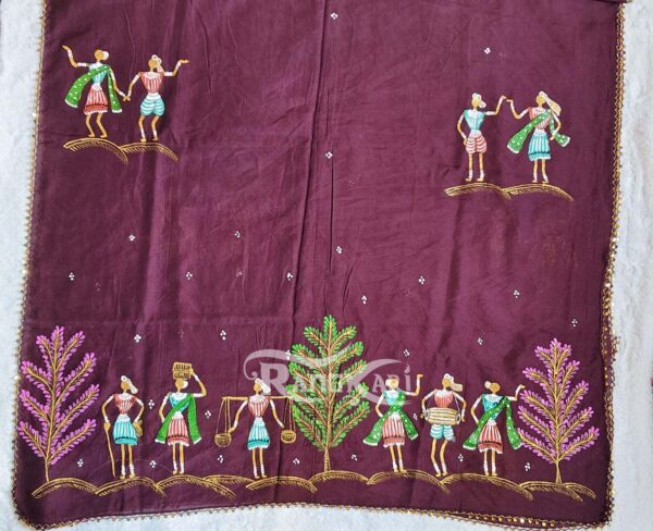 Hand Painted Saura Theme Dupatta