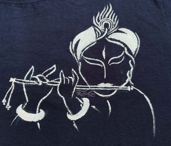 hand painted krishna theme navy blue