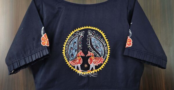 hand painted Peacock Chandua design blouse