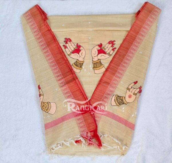 hand painted odissi mudra dupatta