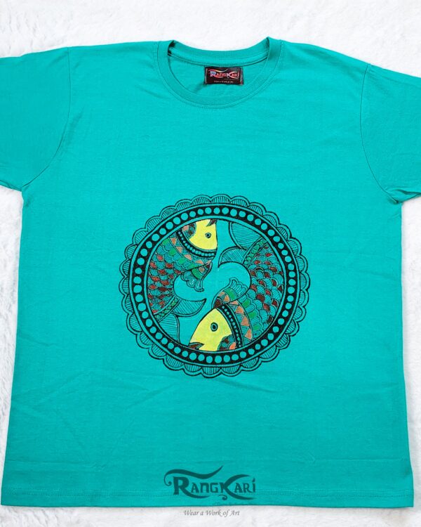 "MATSYA" Hand Painted Madhubani Men T-shirt - Image 4