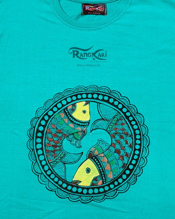 "MATSYA" Hand Painted Madhubani Men T-shirt - Image 3