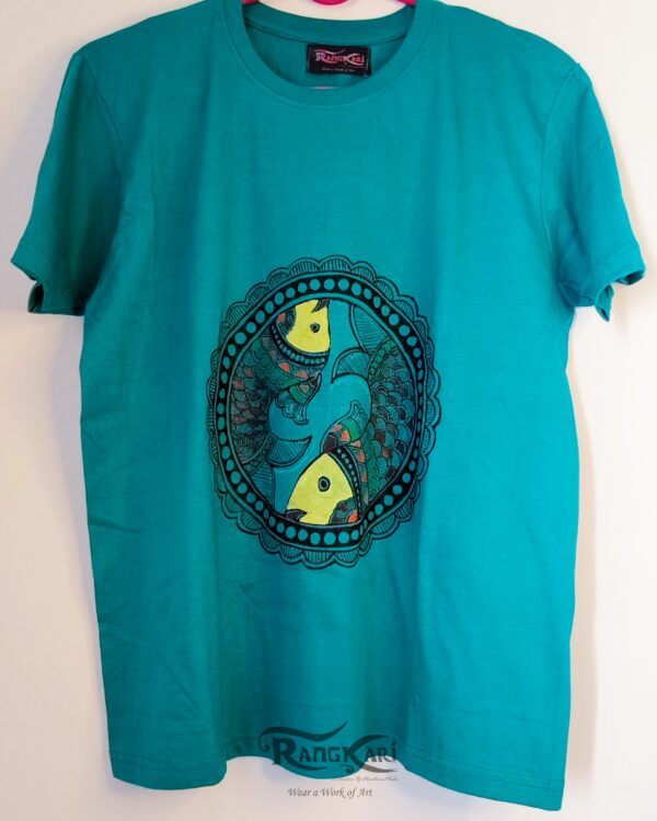 "MATSYA" Hand Painted Madhubani Men T-shirt - Image 2