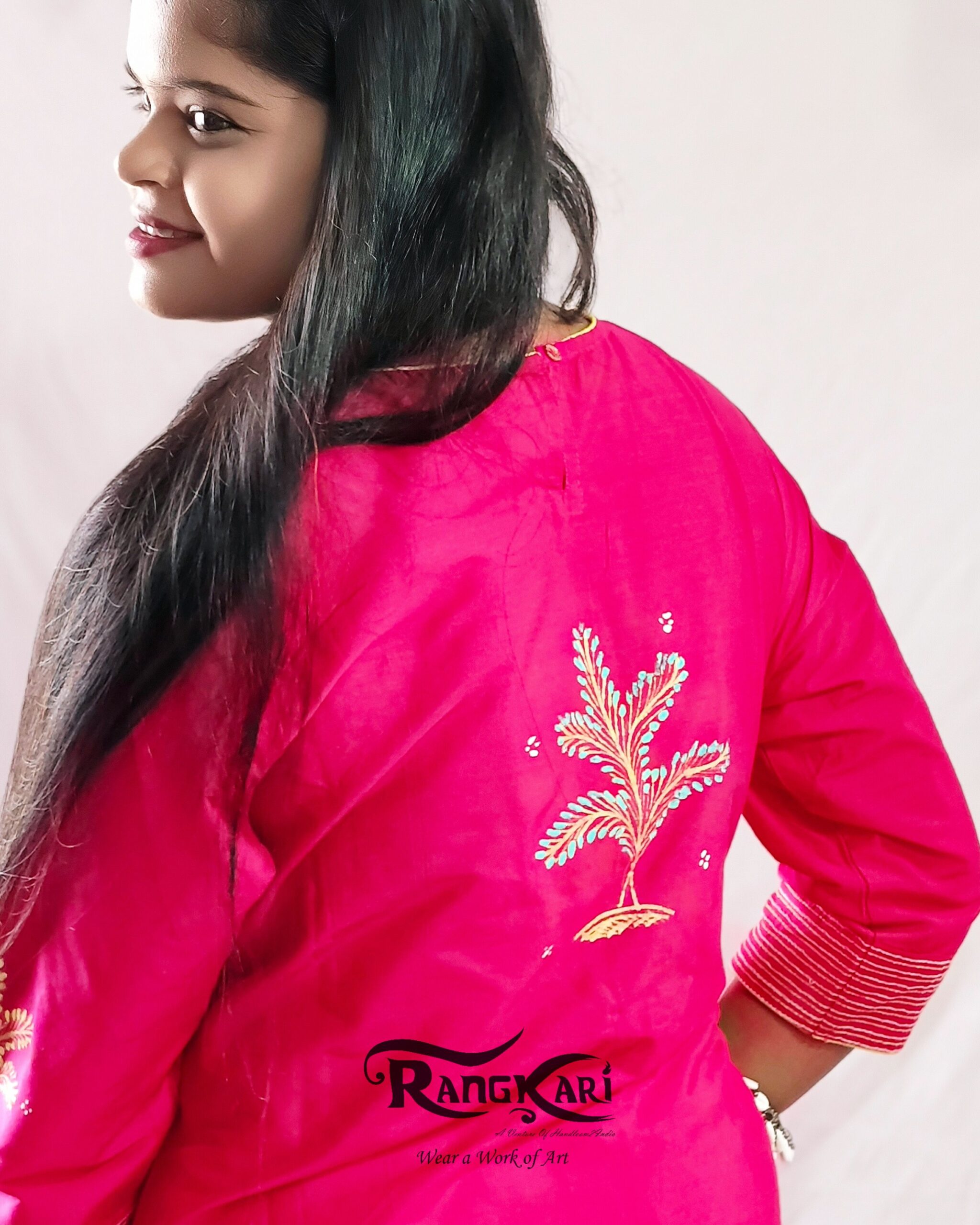 "NARTAKI VRIKSHA" Hand Painted Patachitra Kurti - Image 7