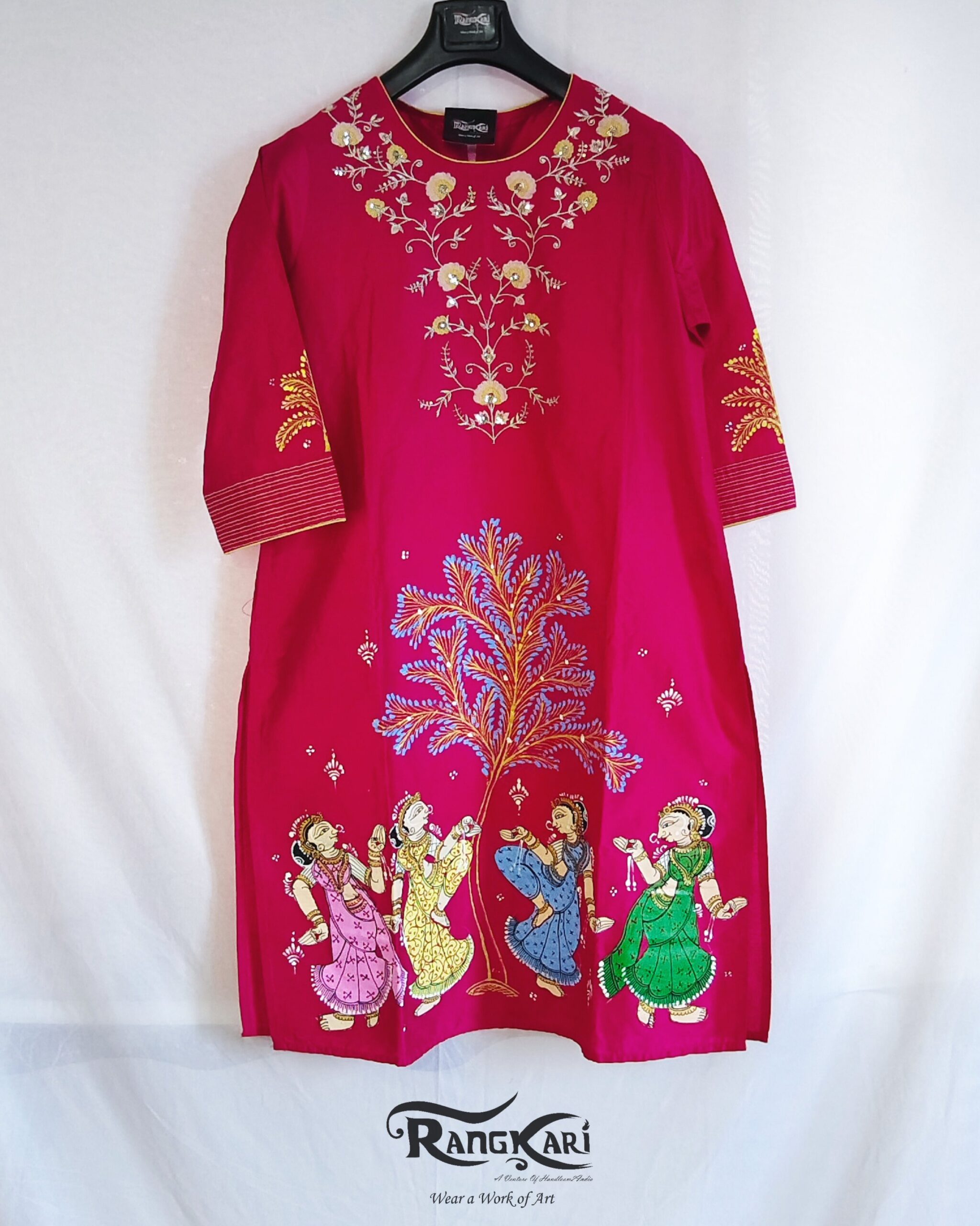 "NARTAKI VRIKSHA" Hand Painted Patachitra Kurti - Image 9