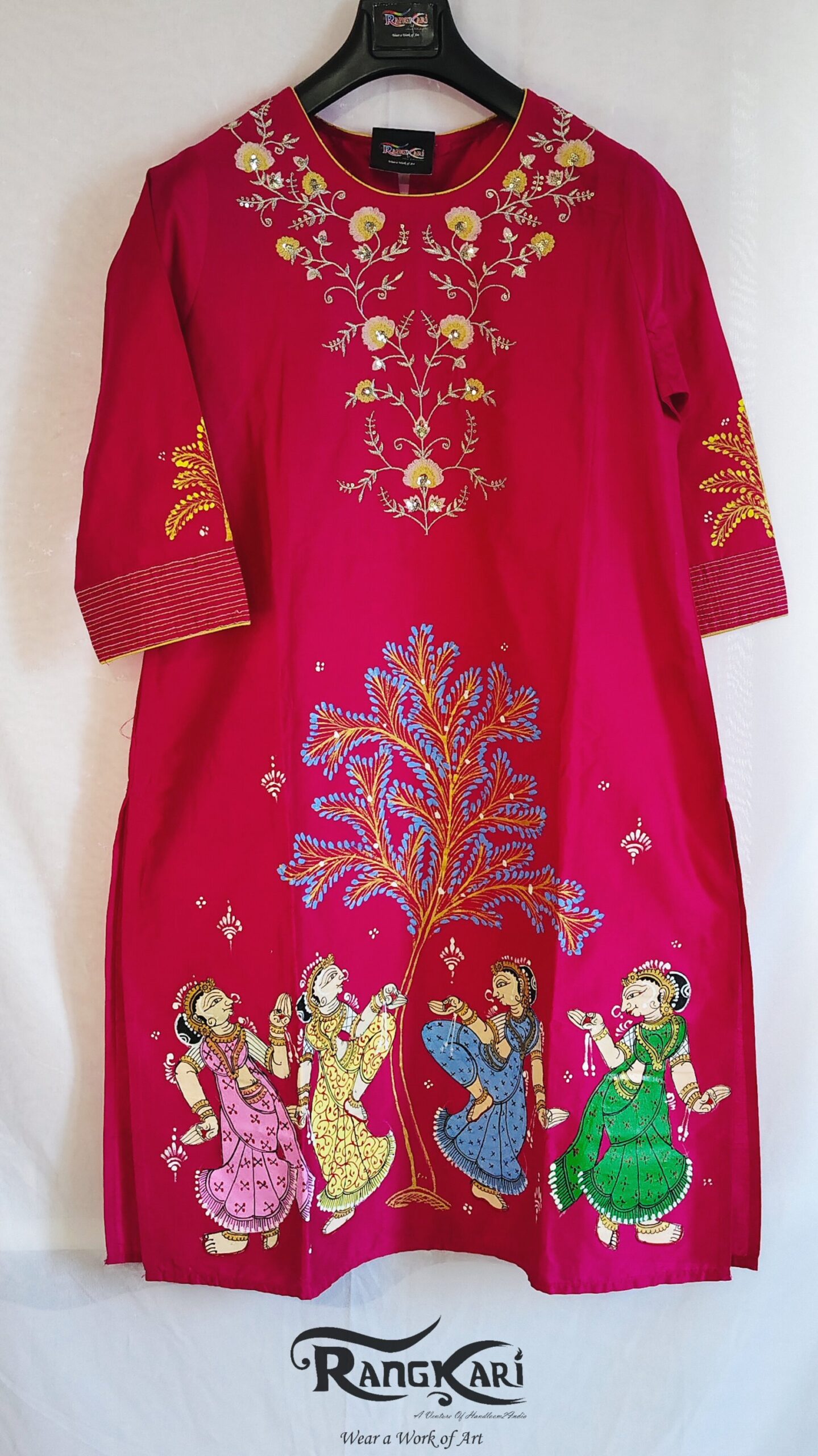 "NARTAKI VRIKSHA" Hand Painted Patachitra Kurti - Image 8