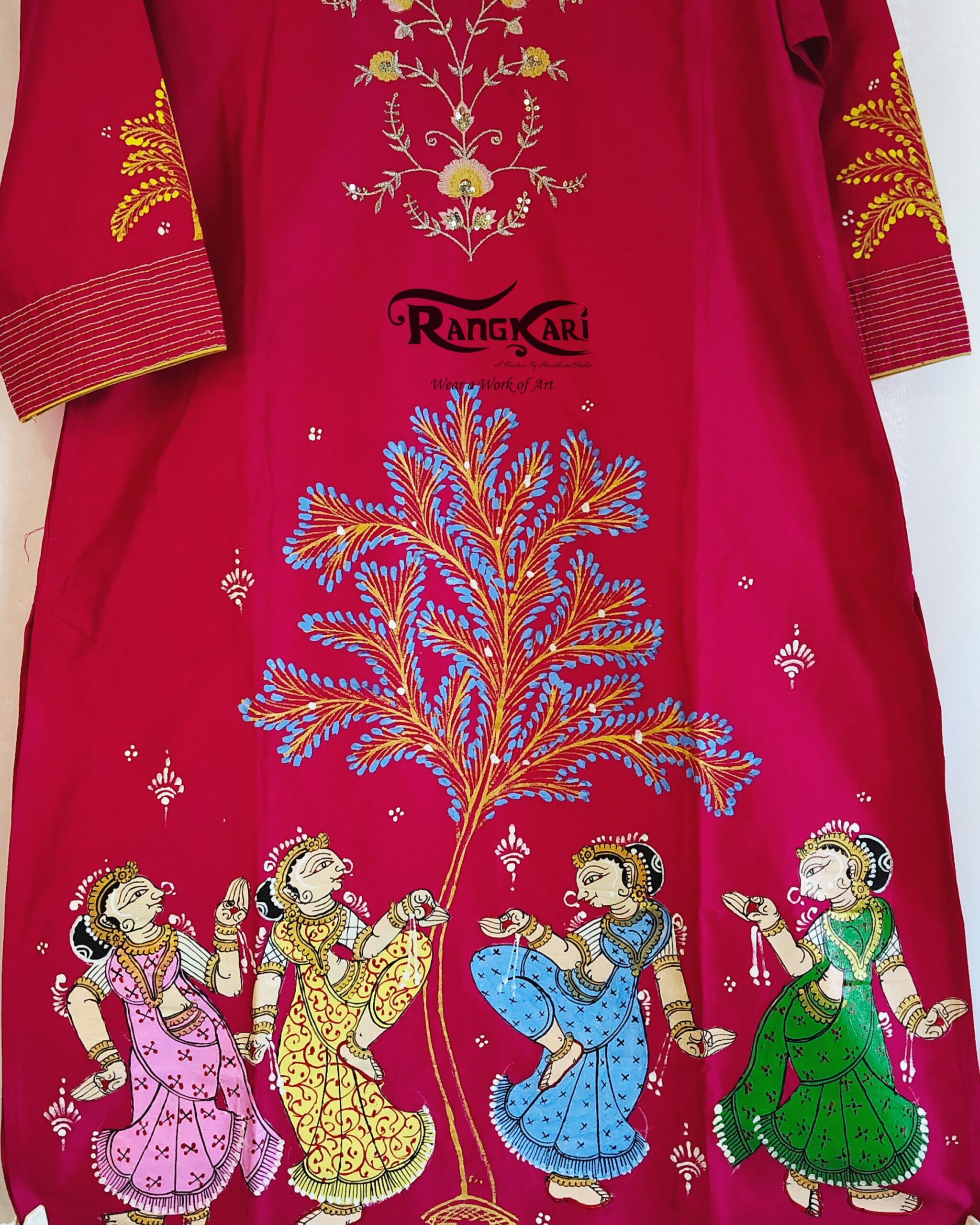 "NARTAKI VRIKSHA" Hand Painted Patachitra Kurti - Image 10