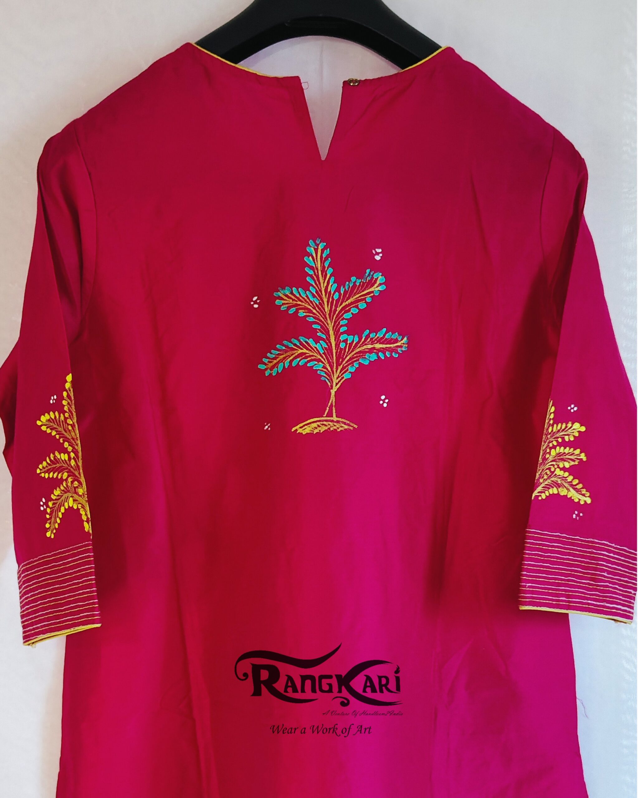 "NARTAKI VRIKSHA" Hand Painted Patachitra Kurti - Image 11