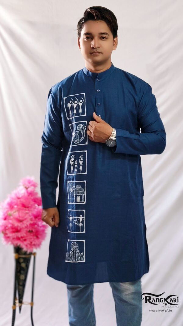 "NEEL SAURA" Hand Painted Men Kurta - Image 4