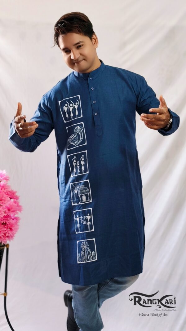 "NEEL SAURA" Hand Painted Men Kurta - Image 3