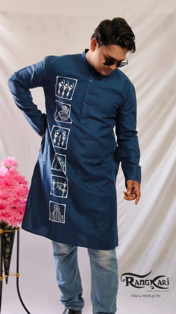 "NEEL SAURA" Hand Painted Men Kurta - Image 2