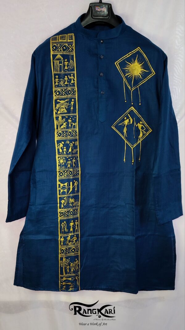 "TEAL HERITAGE" Hand Painted Men Kurta - Image 7