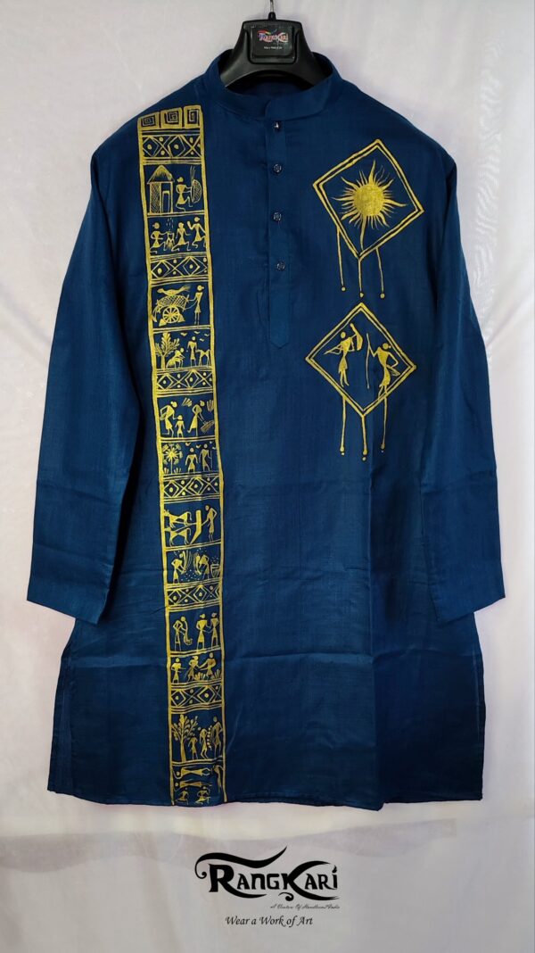 "TEAL HERITAGE" Hand Painted Men Kurta - Image 6
