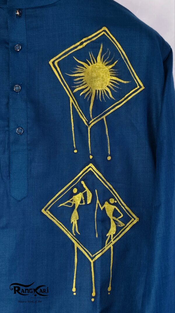 "TEAL HERITAGE" Hand Painted Men Kurta - Image 8