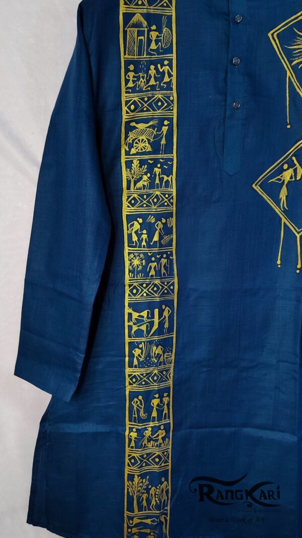 "TEAL HERITAGE" Hand Painted Men Kurta - Image 9