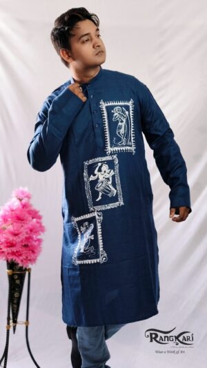 NRITYA CHITRA Hand Painted Men Kurta - Patachitra Design