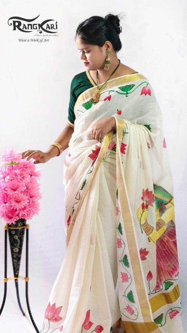 "ONAM MOHINI"Kerala Kasavu Cotton Saree - Image 5