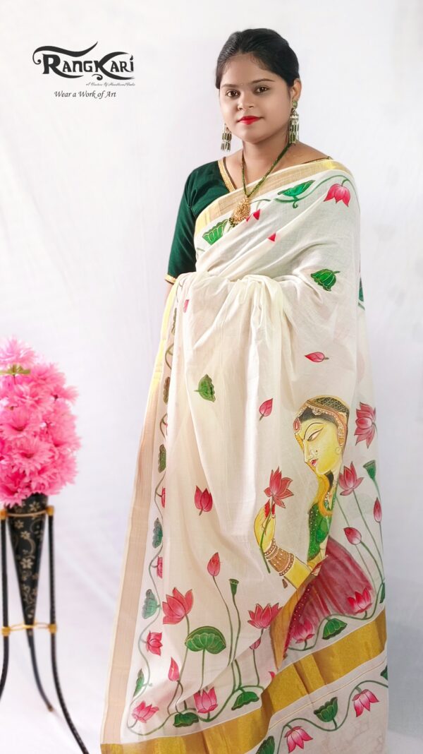 "ONAM MOHINI"Kerala Kasavu Cotton Saree - Image 3