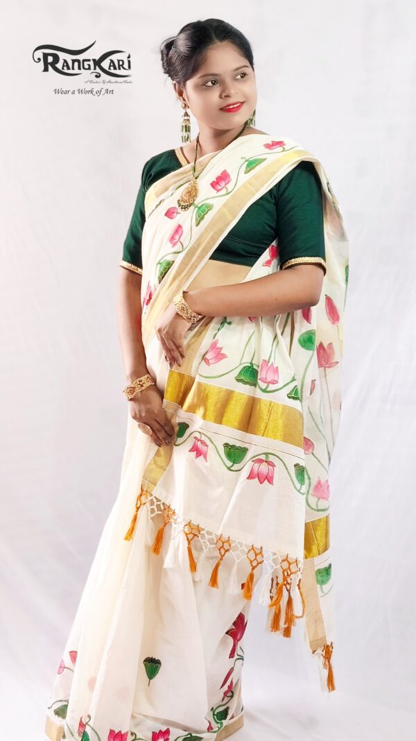 "ONAM MOHINI"Kerala Kasavu Cotton Saree - Image 2