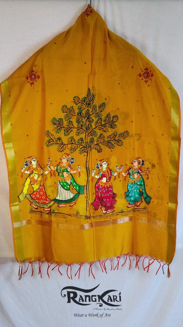 "NRITYA TARANGINI" Hand Painted Dupatta - Image 3