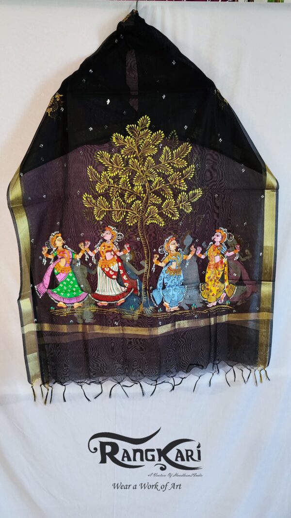 "NRITYA RATRI" Hand Painted Dupatta - Image 4