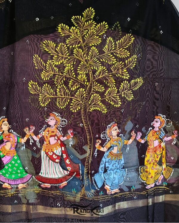 "NRITYA RATRI" Hand Painted Dupatta - Image 5