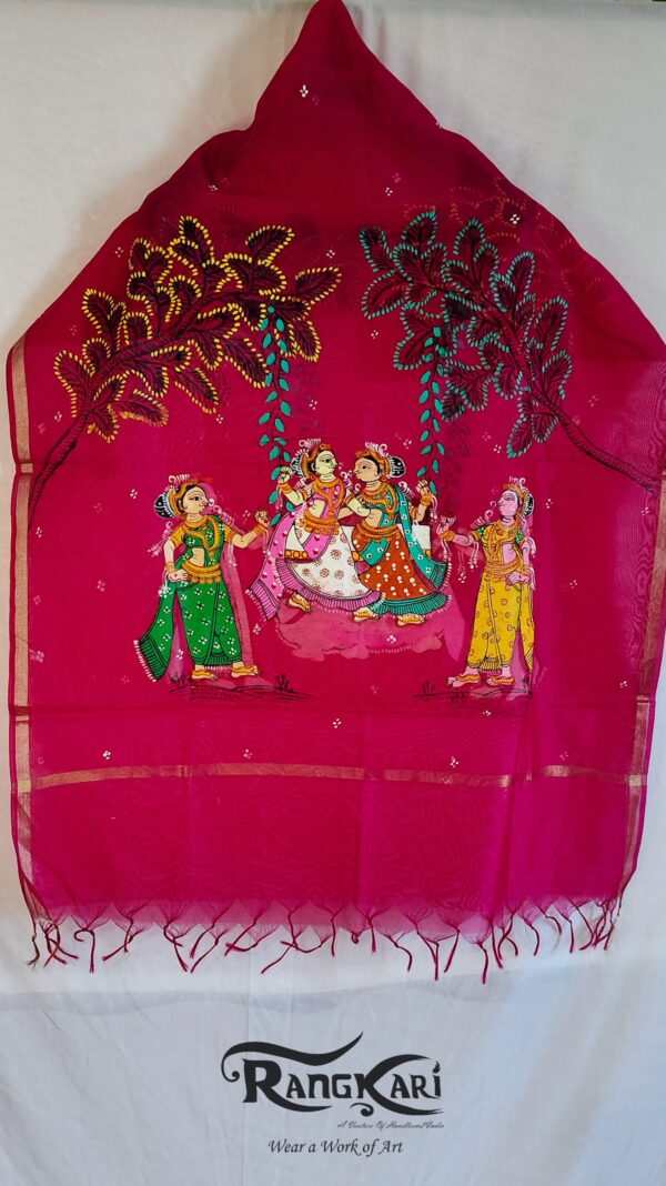 "DOLI LEELA" Hand Painted Dupatta - Image 4